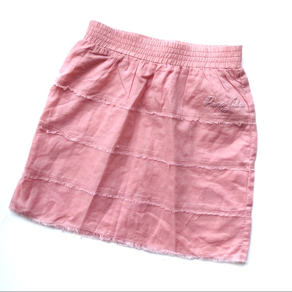 Pura Vida NYC Pink Bohemian Raw Hem Cotton Skirt